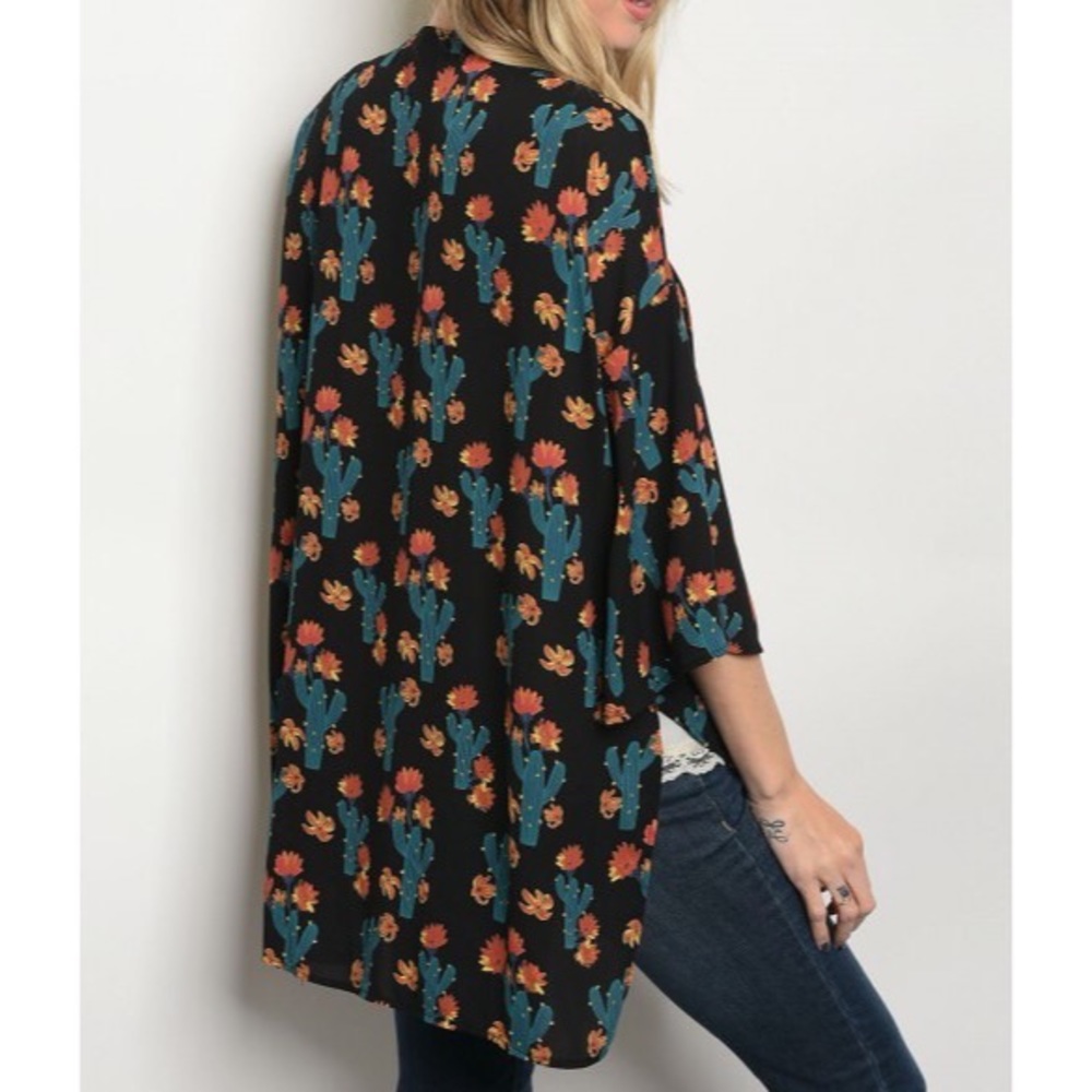 1 DAY CLEARANCE✨ New black Festival cactus kimono - Picture 2 of 4